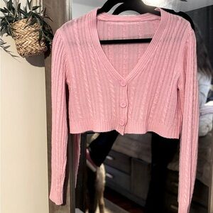Pink Cable Knit Women's Sweater